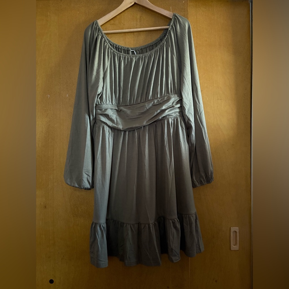 Chic Long Sleeve Olive Dress - Picture 8 of 12